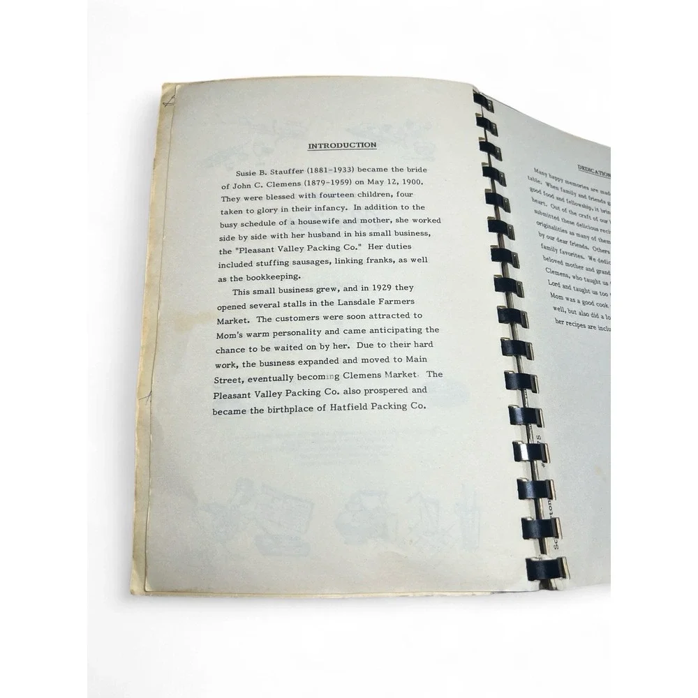 Susie's Cook Book 1970s PA Dutch Family Recipes Clemens Hatfield Packing History